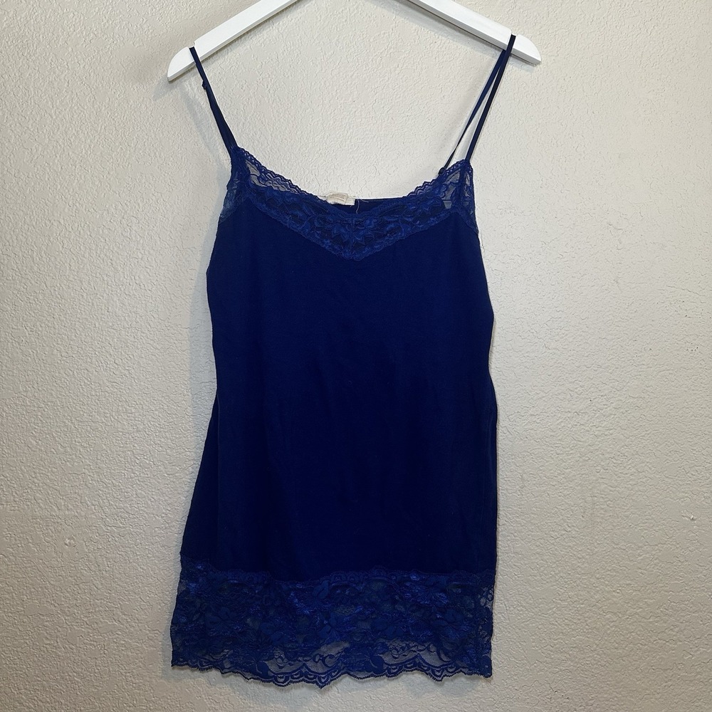 Bozzolo Tank Top Womens L Dark Blue Lace Trim Camisole Feminine Fairy‎ Y2K